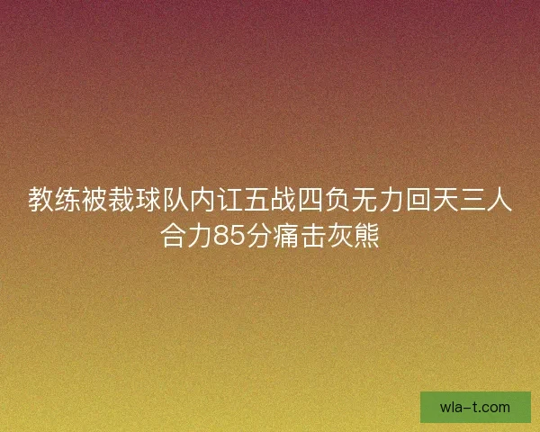 教练被裁球队内讧五战四负无力回天三人合力85分痛击灰熊